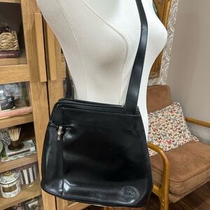 Longchamp Black Leather Shoulder Bag Minimalist Classic Tote Purse